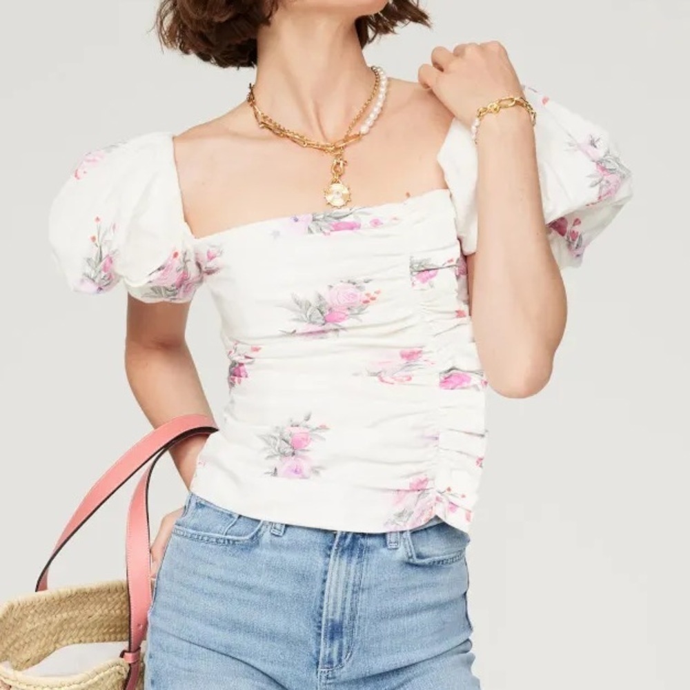 LoveShackFancy Dalima Puff Sleeve Top NWT size 2 - Picture 2 of 9